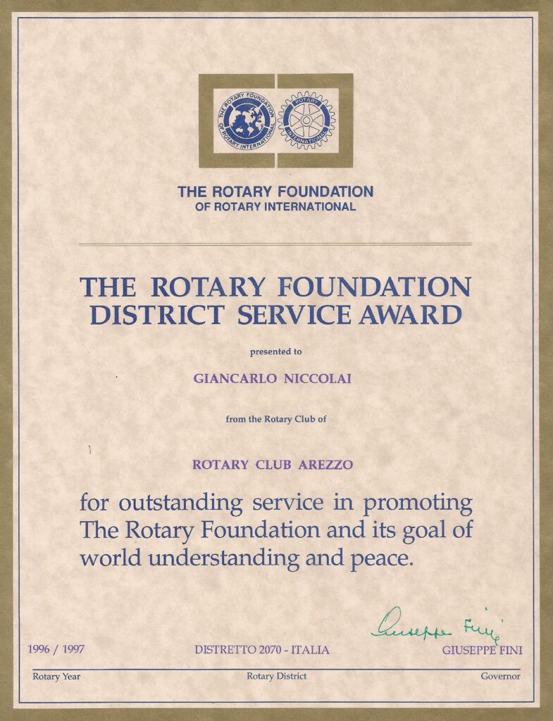 The Rotary Foundation District Service Award