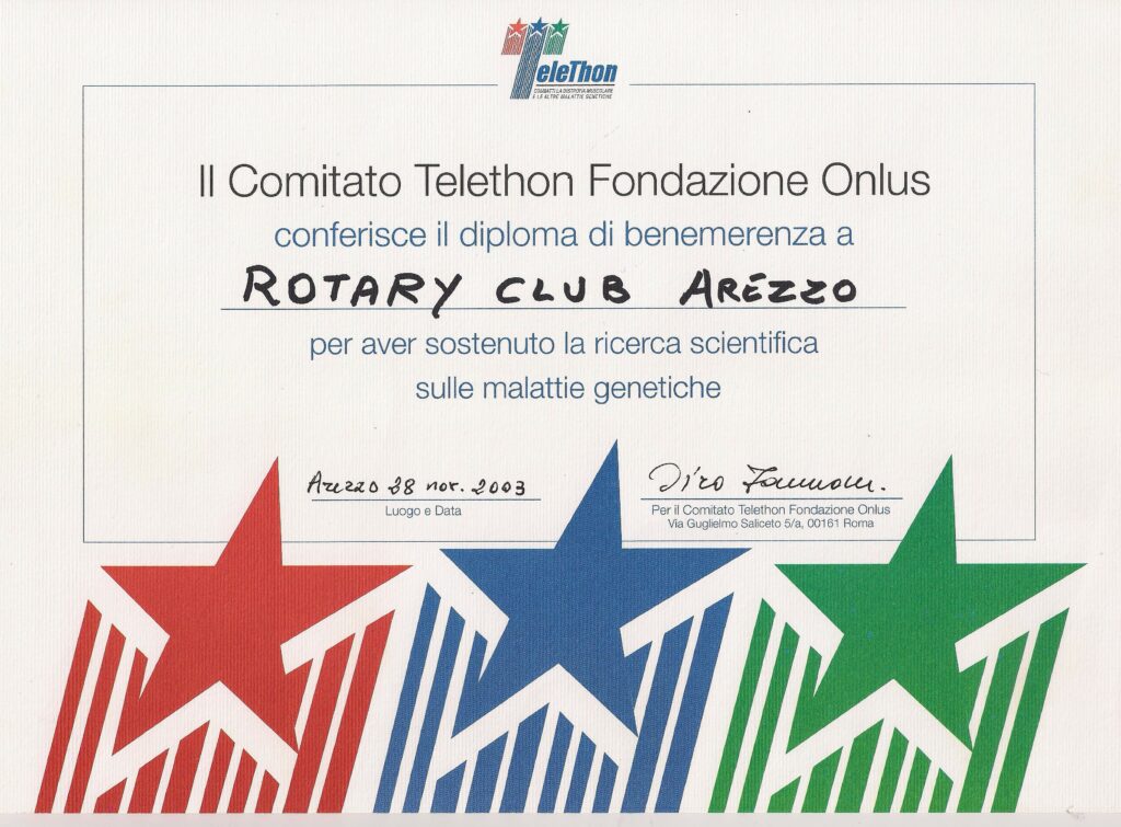 Diploma di Benemerenza Comitato Telethon